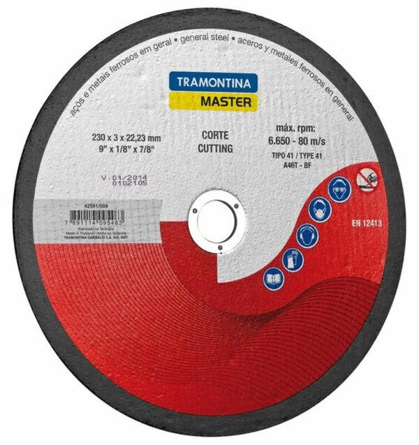 Disco De Corte Tramontina 9" Master Para Aços E Metais Disco De Corte Tramontina 9" Master Para Aços E Metais