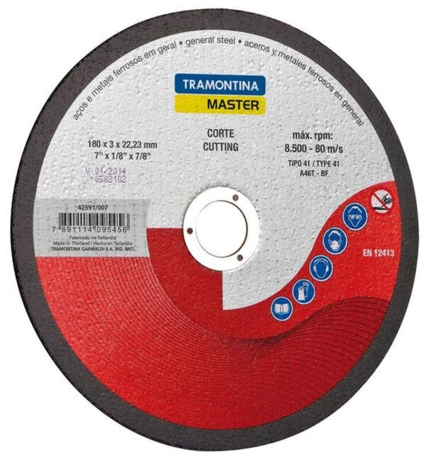 Disco De Corte Tramontina 7" Master Para Aços E Metais Disco De Corte Tramontina 7" Master Para Aços E Metais
