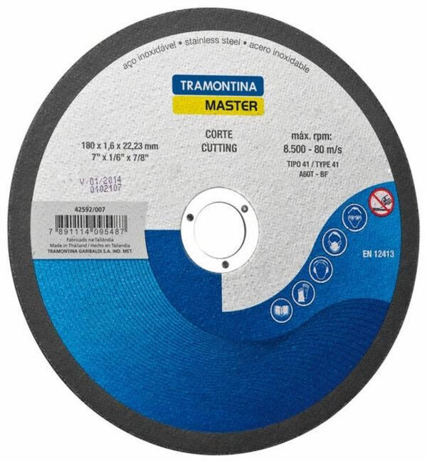 Disco De Corte Fino Tramontina 7" Master Para Aço Inox E Materiais Endurecidos Disco De Corte Fino Tramontina 7" Master Para Aço Inox E Materiais Endurecidos