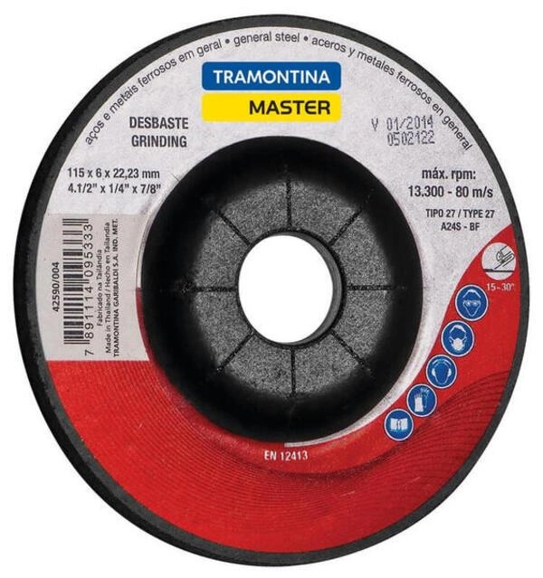 Disco De Desbaste Tramontina 4.1/2" Master Para Aços E Metais Disco De Desbaste Tramontina 4.1/2" Master Para Aços E Metais
