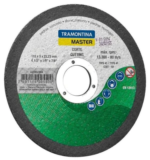 Disco De Corte Tramontina 4.1/2" Master Para Pedras Disco De Corte Tramontina 4.1/2" Master Para Pedras