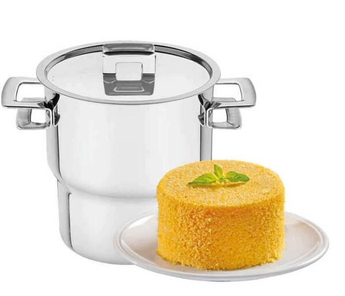 Cuscuzeira Tramontina Brava Em Aço Inox Com Alças E Tampa 14 Cm 2,1 L