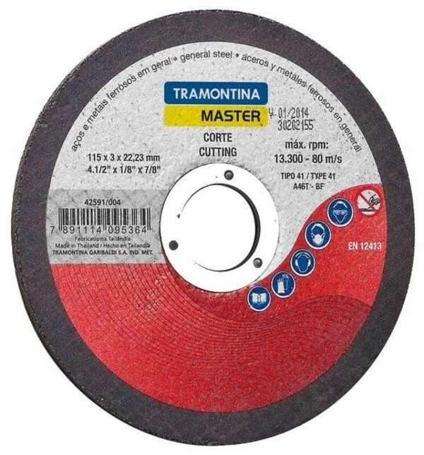 Disco De Corte Tramontina Master 4.1/2" Para Aços E Metais Disco De Corte Tramontina Master 4.1/2" Para Aços E Metais