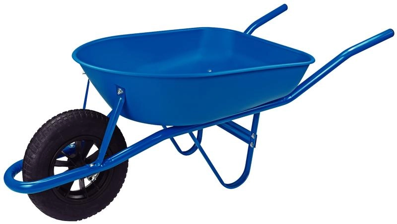 Carrinho De Mão Tramontina Caçamba Rasa Em Plástico Azul 50 Litros Braços Em Aço