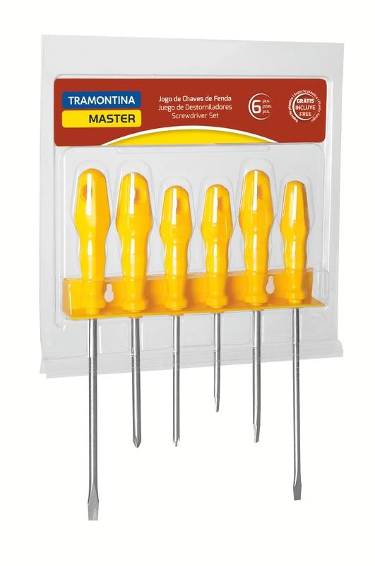 Jogo De Chaves De Fenda Tramontina Master Yellow 6 Peças Com Suporte