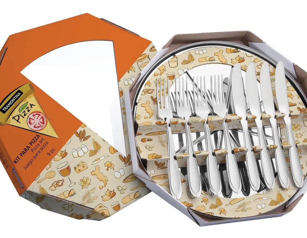 Jogo Para Pizza Tramontina Aço Inox Laguna 9 Peças Jogo Para Pizza Tramontina Aço Inox Laguna 9 Peças