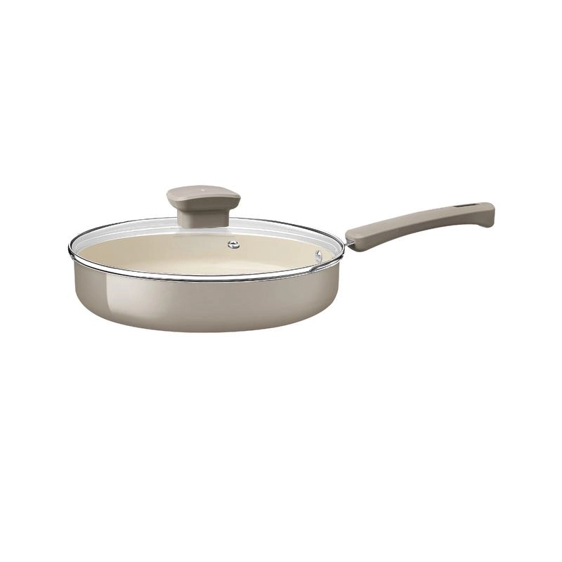 Frigideira Reta Tramontina Bege Mineral Em Alumínio Reciclado Com Revestimento Cerâmico E Tampa Veronese 22cm Frigideira Reta Tramontina Bege Mineral Em Alumínio Reciclado Com Revestimento Cerâmico E Tampa Veronese 22cm
