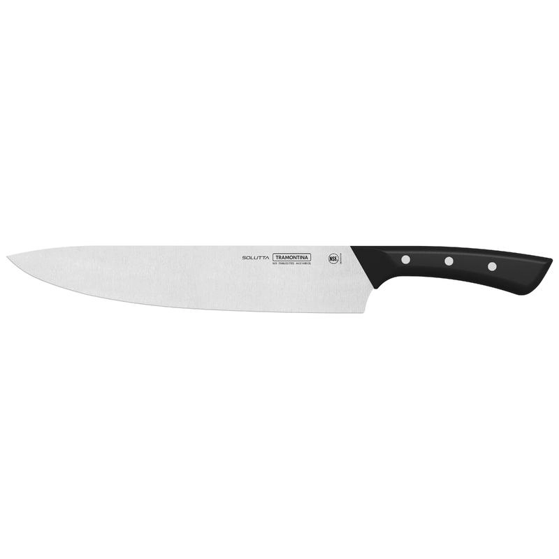 Faca Chef Tramontina Com Lâmina Em Aço Inox E Cabo Em Policarbonato Solutta 10" Faca Chef Tramontina Com Lâmina Em Aço Inox E Cabo Em Policarbonato Solutta 10"