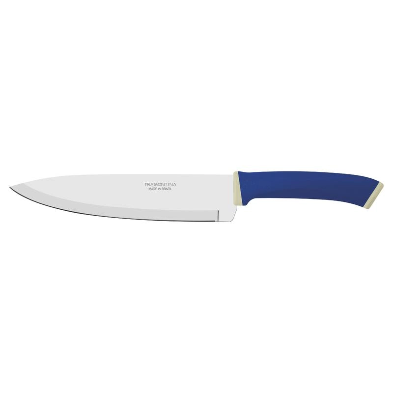 Faca Chef Tramontina Azul Com Lâmina Em Aço Inox E Cabo De Polipropileno Felice 8" Faca Chef Tramontina Azul Com Lâmina Em Aço Inox E Cabo De Polipropileno Felice 8"