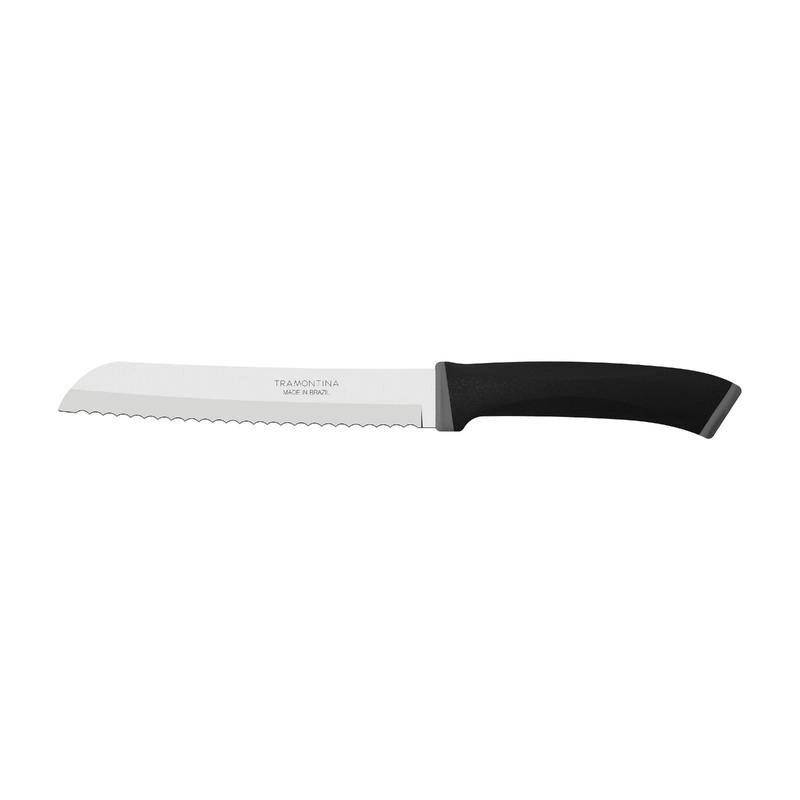 Faca Para Pão Tramontina Preta Com Lâmina Em Aço Inox E Cabo De Polipropileno Felice 7" Faca Para Pão Tramontina Preta Com Lâmina Em Aço Inox E Cabo De Polipropileno Felice 7"