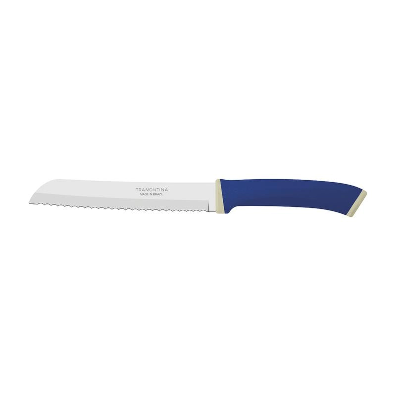 Faca Para Pão Tramontina Azul Com Lâmina Em Aço Inox E Cabo De Polipropileno Felice 7" Faca Para Pão Tramontina Azul Com Lâmina Em Aço Inox E Cabo De Polipropileno Felice 7"