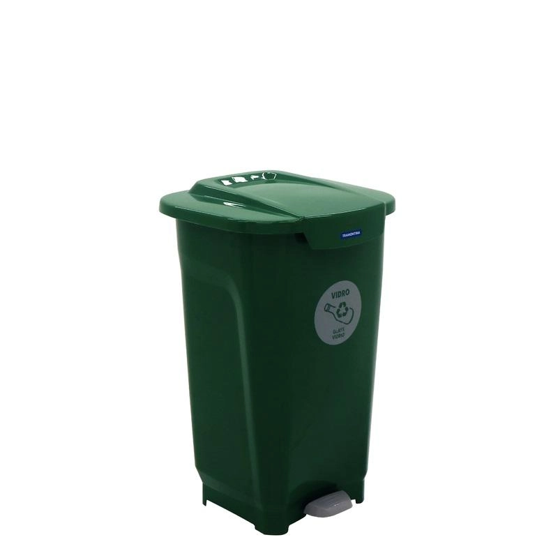 Lixeira Para Vidro Tramontina Verde Em Polipropileno T-Force Coleta Seletiva 50 Litros Lixeira Para Vidro Tramontina Verde Em Polipropileno T-Force Coleta Seletiva 50 Litros