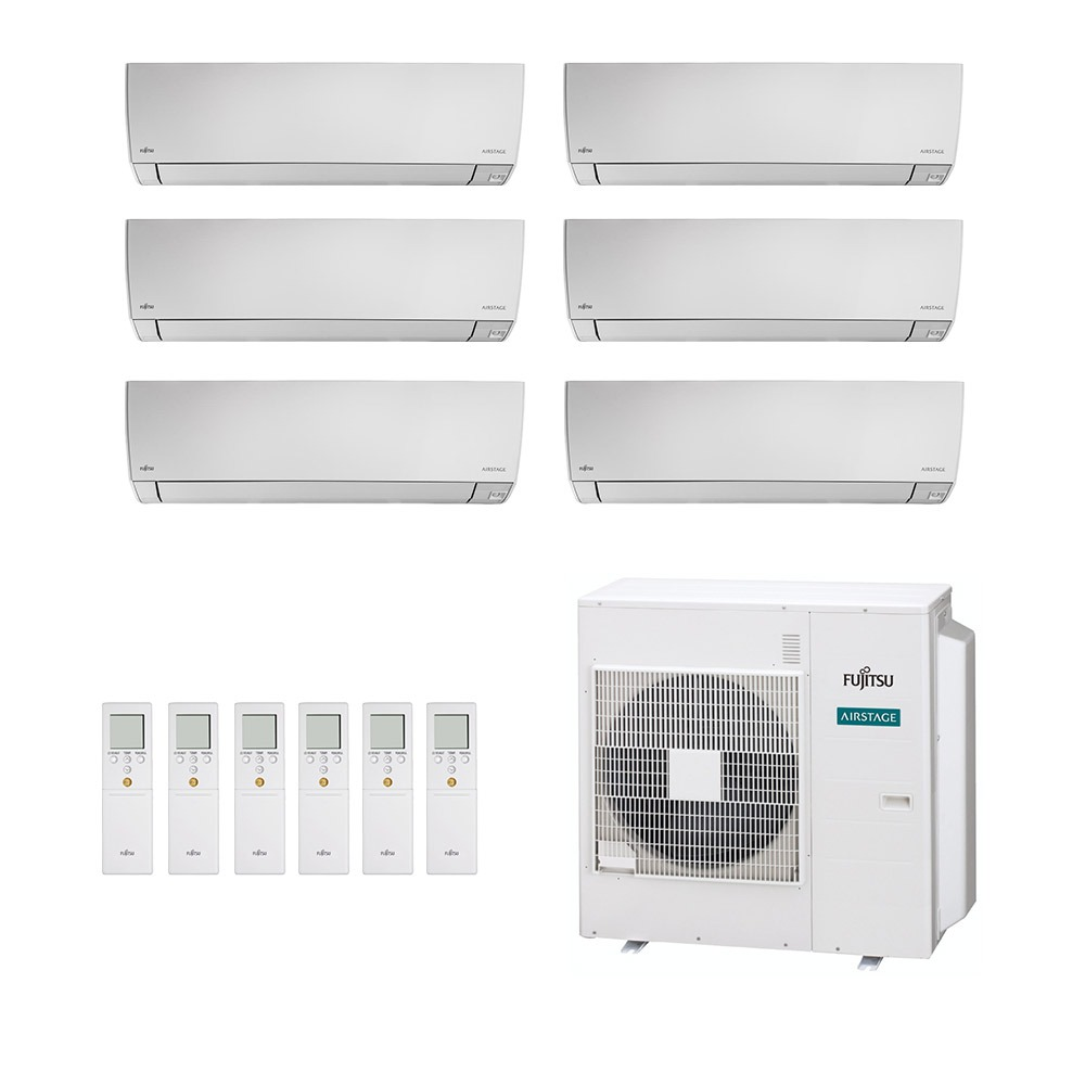Ar-Condicionado Multi Split Inverter Fujitsu 45.000 (2x Evap HW 7.000 + 2x Evap HW 9.000 + 2x Evap HW 12.000) Quente/Frio 220V