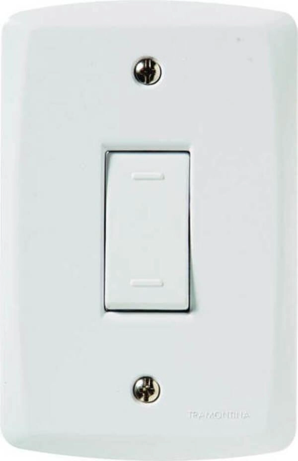 Interruptor Simples 10A 250V Conjunto 4x2 Tramontina Lux2 Branco