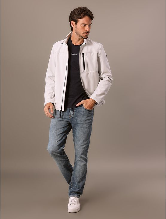 Jaqueta Calvin Klein Basic Flat Fleece - Branco Jaqueta Calvin Klein Basic Flat Fleece Branco Gg