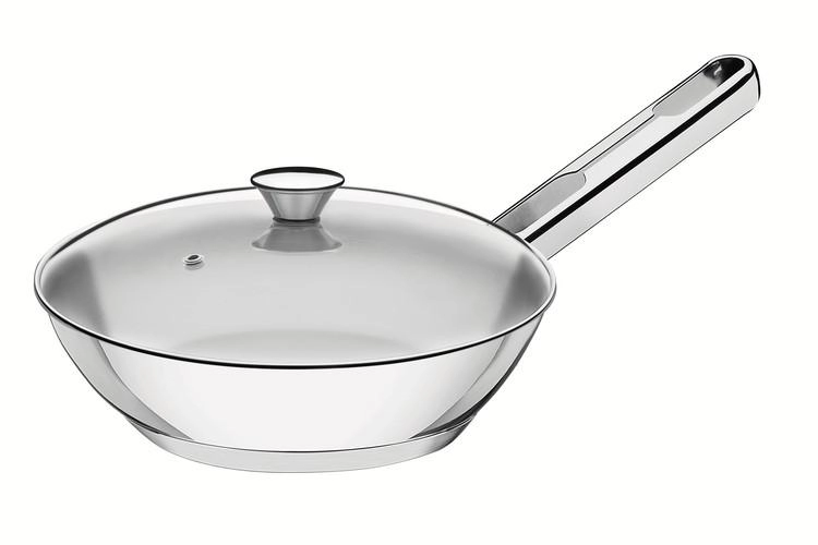 Frigideira Tramontina Em Aço Inox Com Fundo Triplo E Tampa De Vidro Allegra 24cm Frigideira Tramontina Em Aço Inox Com Fundo Triplo E Tampa De Vidro Allegra 24cm