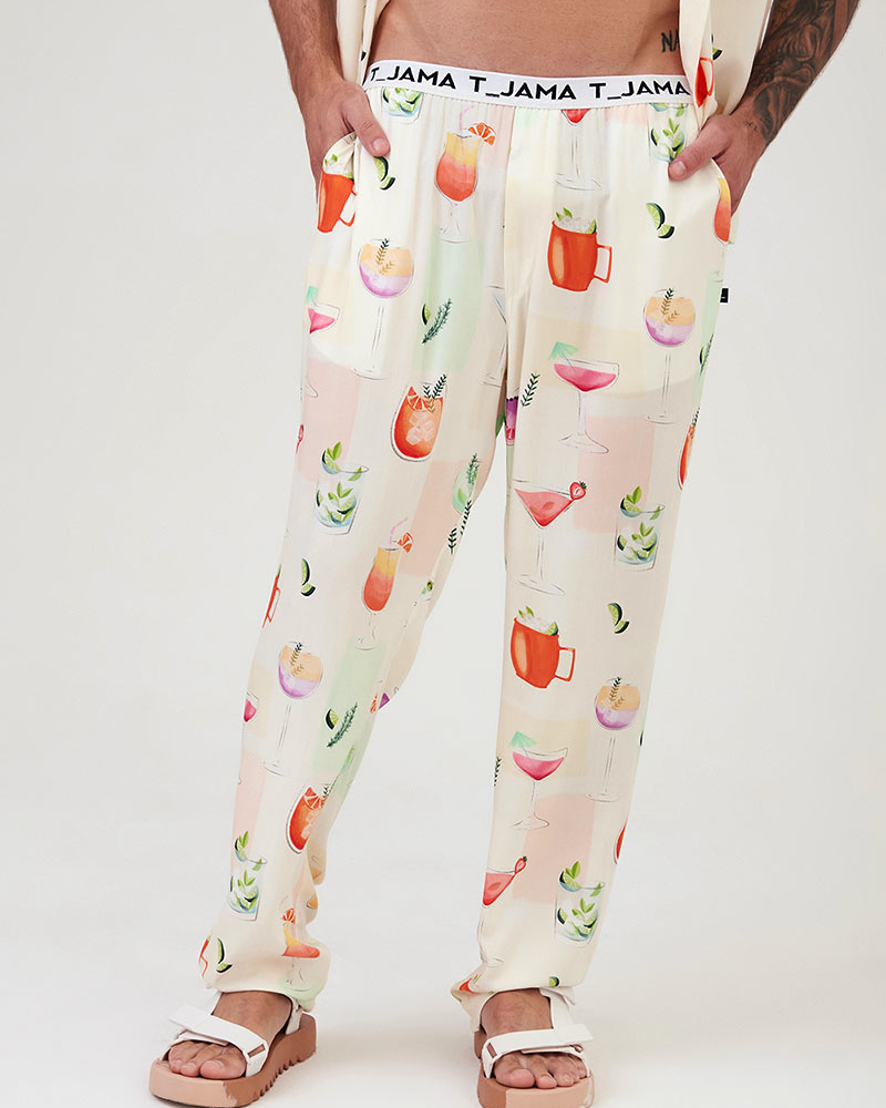 Calça Reta Masculina Estampa Drinks Calça Reta Masculina Estampa Drinks