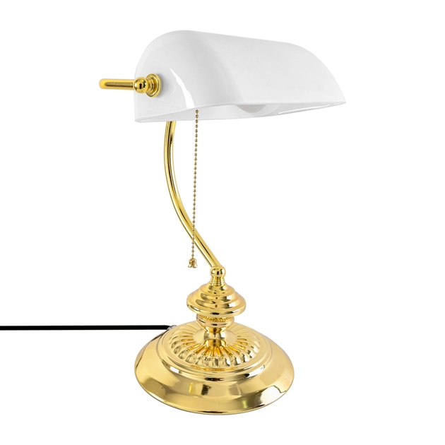 Luminaria De Mesa Metal Vidro Branco Dourado Banker Luminaria De Mesa Metal Vidro Branco Dourado Banker