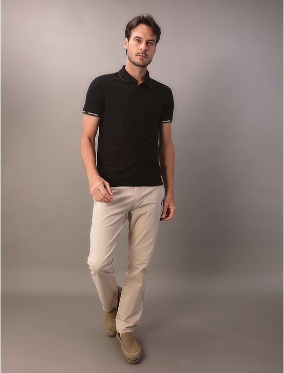 Polo Manga Curta Calvin Klein Masculino Logo Punho - Preto Polo Manga Curta Calvin Klein Masculino Logo Punho Preto p