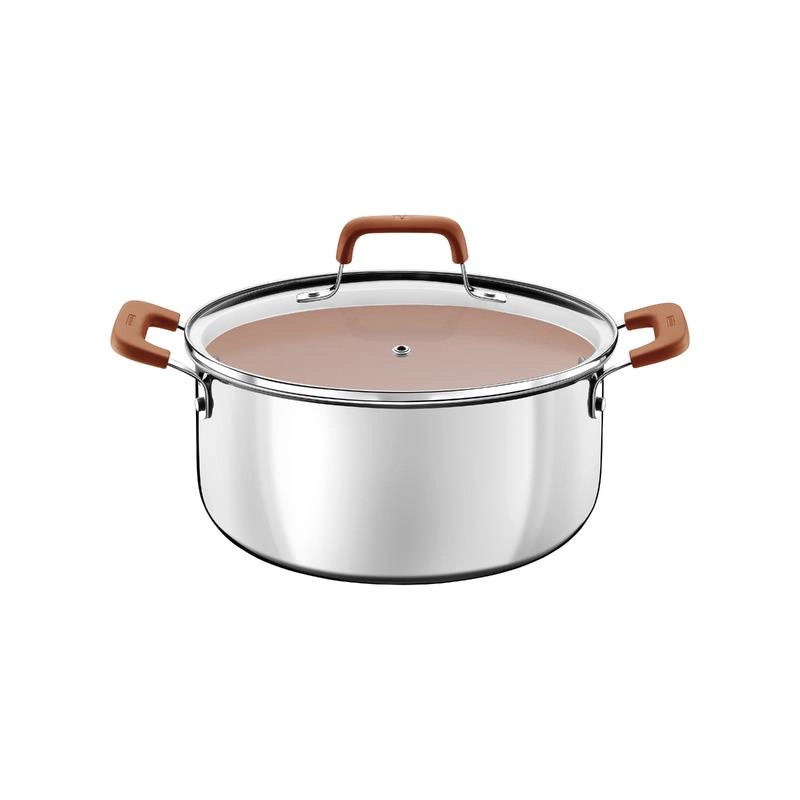 Caçarola Tramontina Romagna Aço Inox E Alumínio 20cm Com Revestimento Cerâmico Marfim Caçarola Tramontina Romagna Aço Inox E Alumínio 20cm Com Revestimento Cerâmico Marfim