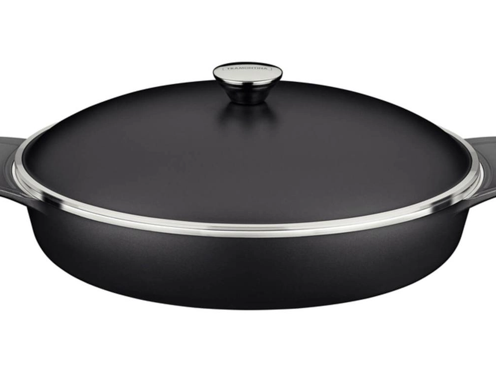 Frigideira Tramontina Lyon Em Alumínio Com Revestimento Starflon Preto 32cm Frigideira Tramontina Lyon Em Alumínio Com Revestimento Starflon Preto 32cm