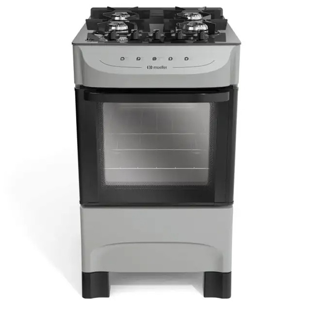 Fogão 4 Bocas Mueller MFV4BB com Acendimento Automático e Mesa de Vidro, Titânio Fogão 4 Bocas Mueller MFV4BB com Acendimento Automático e Mesa de Vidro, Titânio