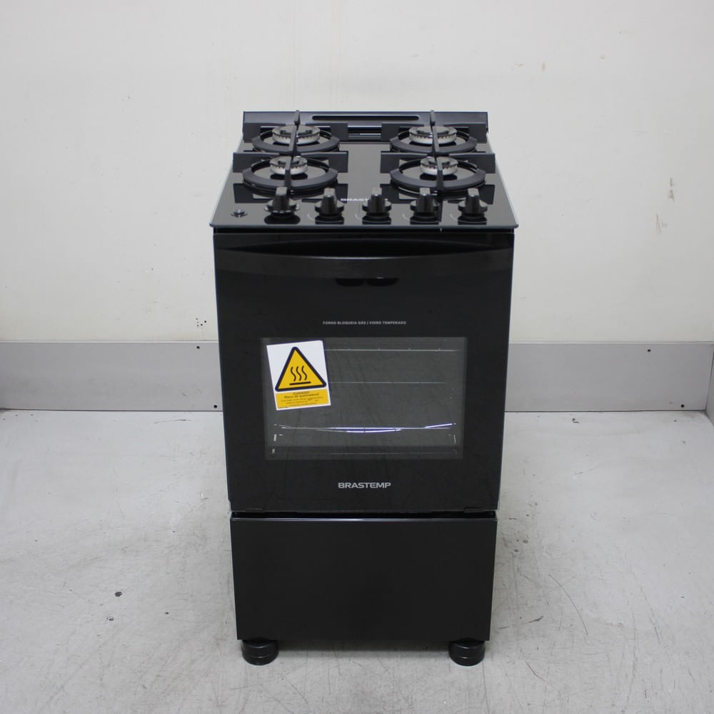 Fogão Brastemp 4 Bocas Preto Com Mesa De Vidro E Grades Duplas De Ferro Fundido - Bfo4vaeus2_Wotimo_Cg6727525 Bivolt