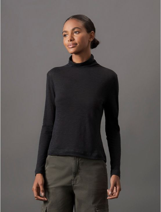 Blusa Feminina Flamê Gola Alta Calvin Klein Jeans - Preto Blusa Feminina Flamê Gola Alta Calvin Klein Jeans Preto m Blusa Feminina Flamê Gola Alta Calvin Klein Jeans - Preto Blusa Feminina Flamê Gola Alta Calvin Klein Jeans Preto m