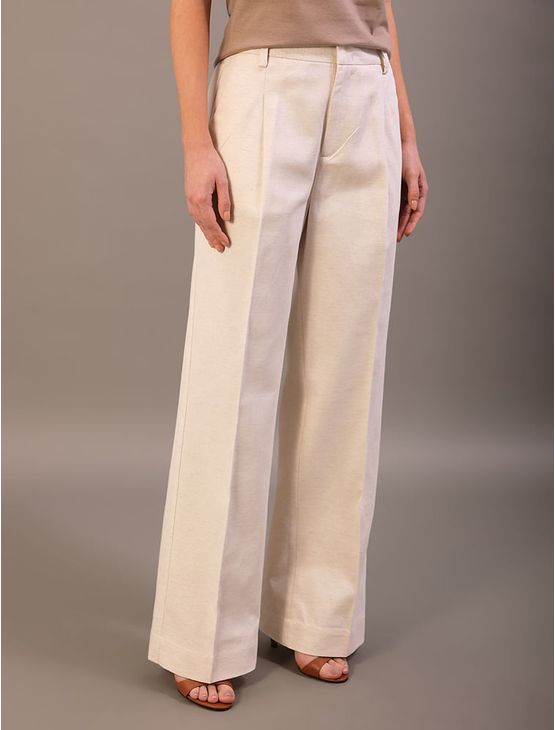 Calça de Alfaiataria Feminina de Linho Misto - Off White Calça de Alfaiataria Feminina de Linho Misto Off White 44 Calça de Alfaiataria Feminina de Linho Misto - Off White Calça de Alfaiataria Feminina de Linho Misto Off White 44