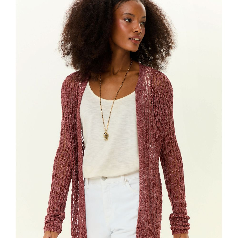 Cardigan Tricot Ponto Rendado Brilhos Cardigan Tricot Ponto Rendado Brilhos