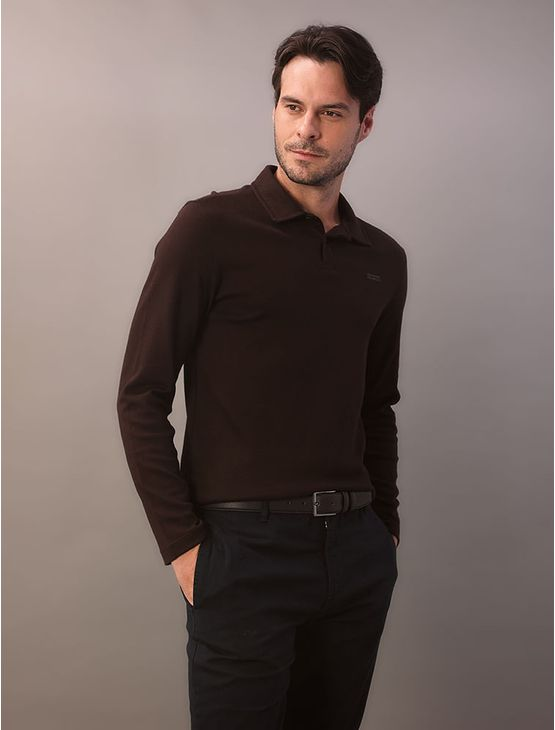 Polo Manga Longa Calvin Klein Regular Suedine - Marrom Polo Manga Longa Calvin Klein Regular Suedine Marrom Pp Polo Manga Longa Calvin Klein Regular Suedine - Marrom Polo Manga Longa Calvin Klein Regular Suedine Marrom Pp