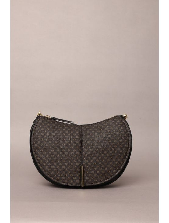 Bolsa Ck Crossbody Arredondada Monograma - Marrom Bolsa Ck Crossbody Arredondada Monograma Marrom u