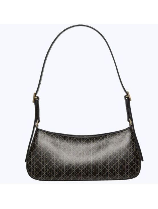 Bolsa Ck Shoulder Small Monograma Aop - Preto Bolsa Ck Shoulder Small Monograma Aop Preto u
