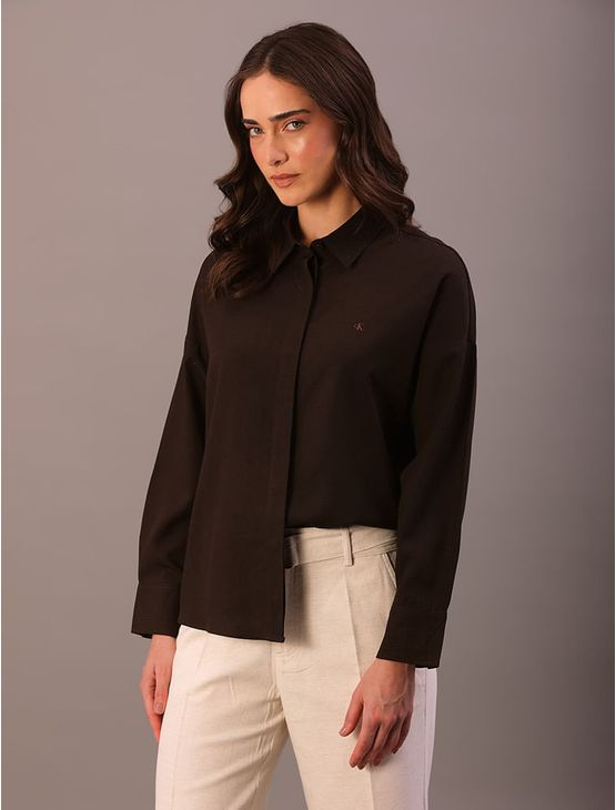 Camisa Manga Longa Calvin Klein Jeans Feminino Linho Misto - Marrom Camisa Manga Longa Calvin Klein Jeans Feminino Linho Misto Marrom 38 Camisa Manga Longa Calvin Klein Jeans Feminino Linho Misto - Marrom Camisa Manga Longa Calvin Klein Jeans Feminino Linho Misto Marrom 38