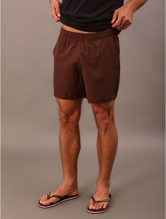 Shorts Elastico Liso Com Logo Lateral - Marrom Shorts Elastico Liso Com Logo Lateral Marrom g