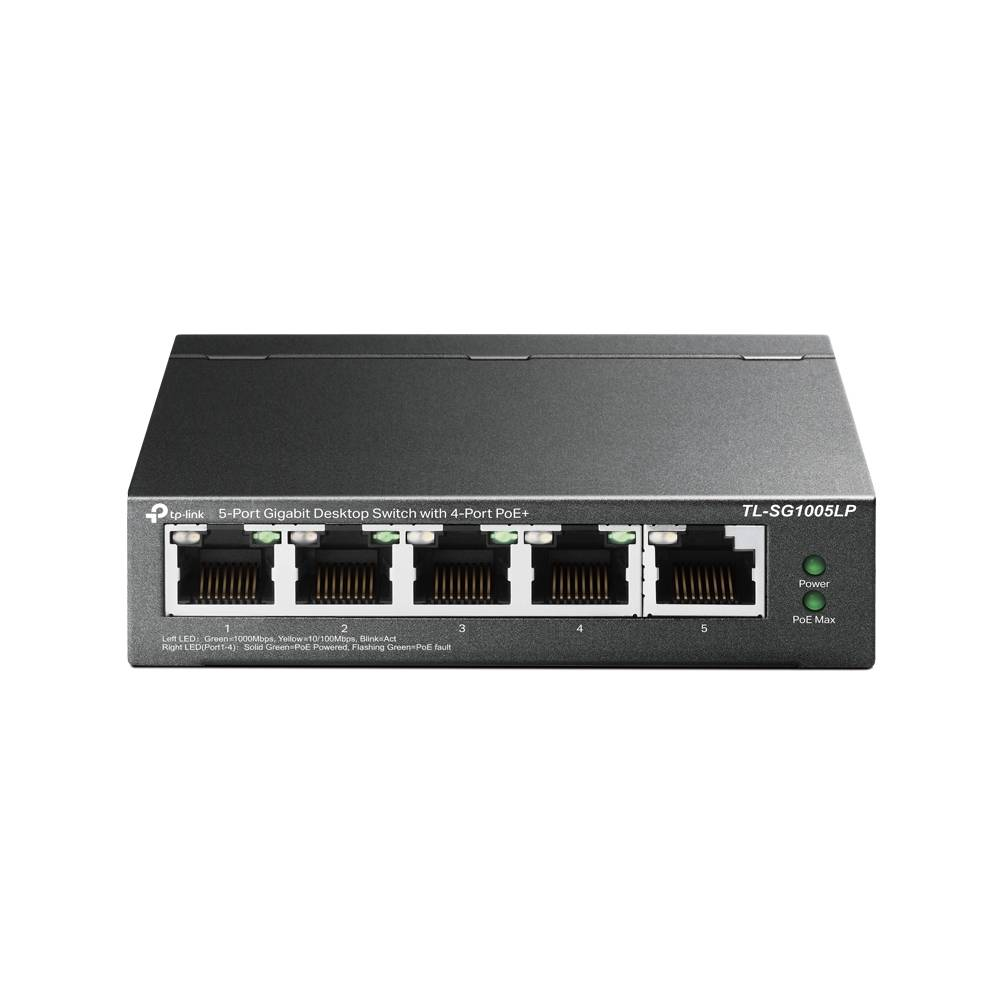 Switch TP-Link 5 Portas Gigabit C/ 4 Portas PoE+ 40W - TL-SG1005LP Switch TP-Link 5 Portas Gigabit C/ 4 Portas PoE+ 40W - TL-SG1005LP