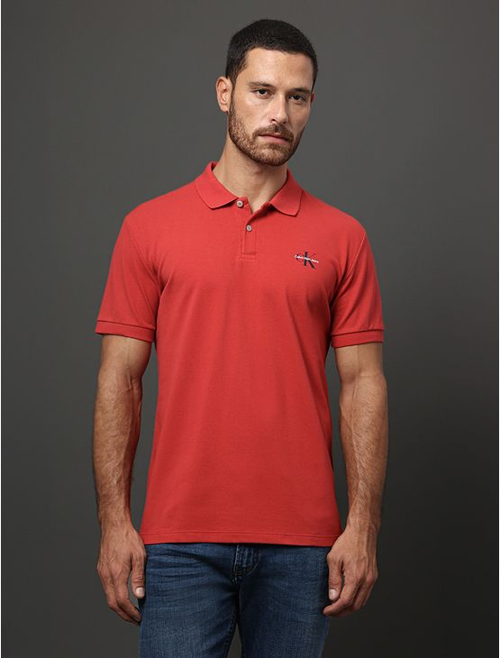 Polo Masculina Loog Re Issue Calvin Klein Jeans - Vermelho Polo Masculina Loog Re Issue Calvin Klein Jeans Vermelho p