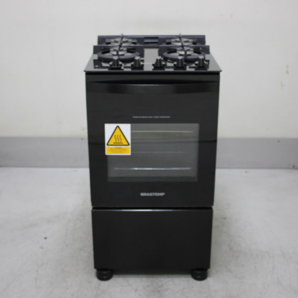 Fogão Brastemp 4 Bocas Preto Com Mesa De Vidro E Grades Duplas De Ferro Fundido - Bfo4vaeus2_Wotimo_Ch6776317 Bivolt