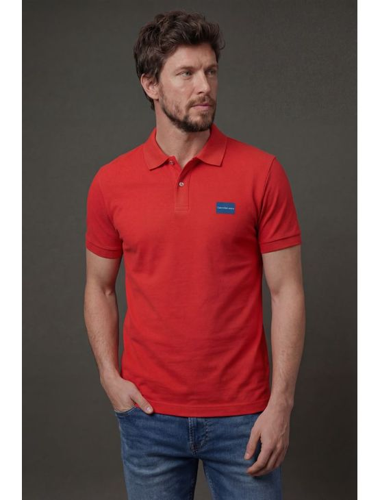 Polo Logo Calvin Klein Jeans - Vermelho Polo Logo Calvin Klein Jeans Vermelho m Polo Logo Calvin Klein Jeans - Vermelho Polo Logo Calvin Klein Jeans Vermelho m