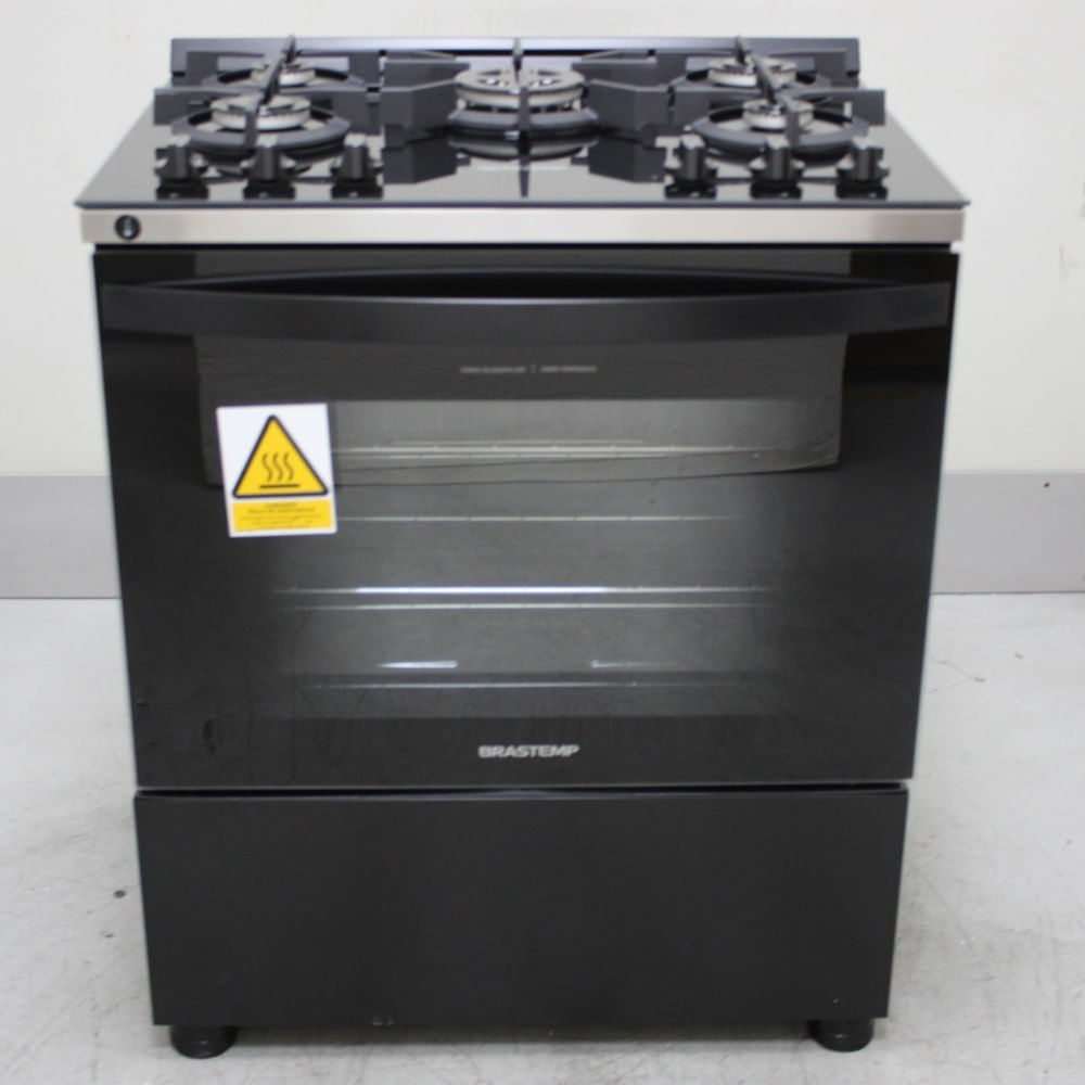 Fogão Brastemp 5 Bocas Preto Com Mesa De Vidro E Turbo Chama - Bfs5vceus2_Wotimo_Ch6776762 Bivolt