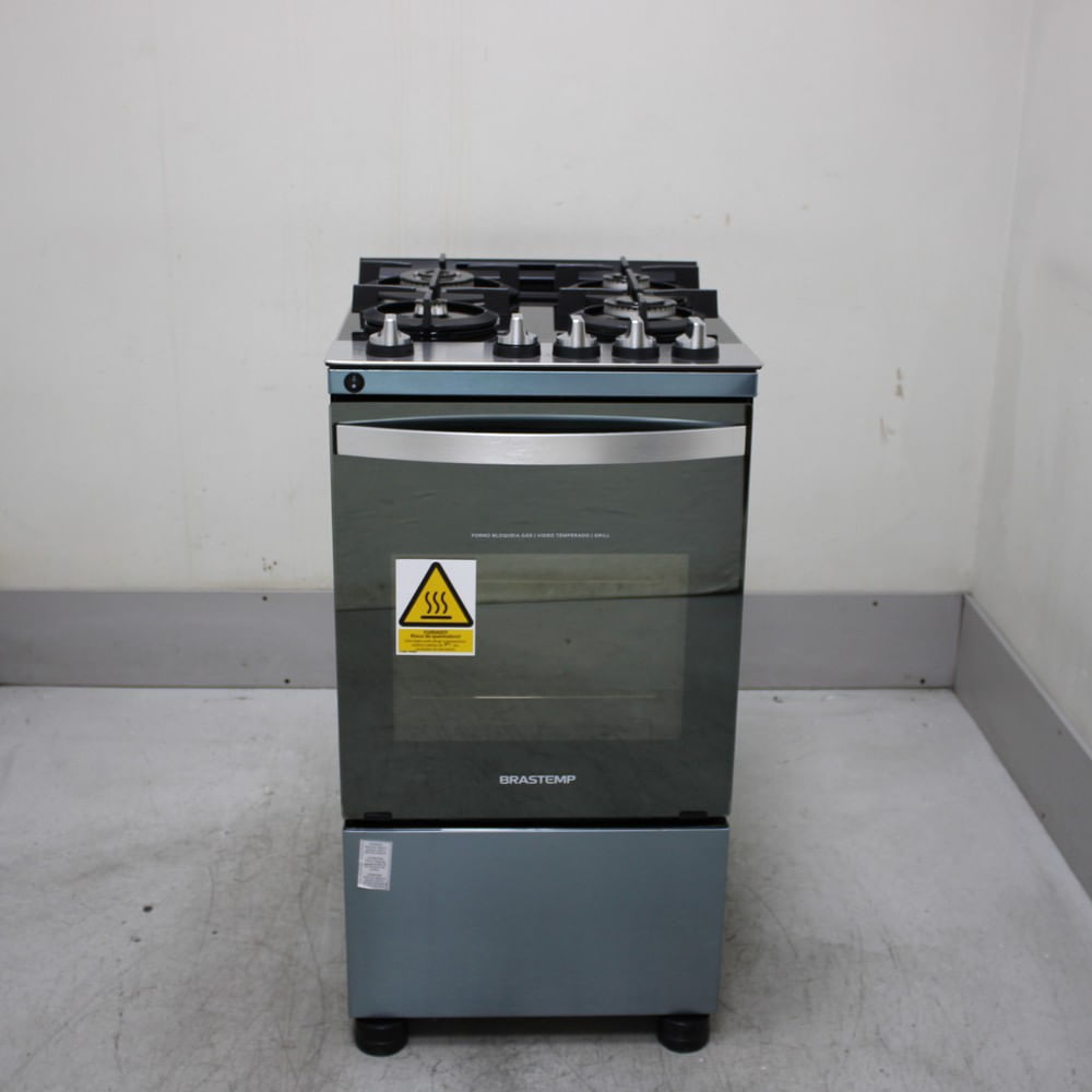 Fogão Brastemp 4 Bocas Inox Com Mesa De Vidro, Dupla Chama E Grill Elétrico - Bfo4vbrns1_Wexcele_Ch6776761 110V