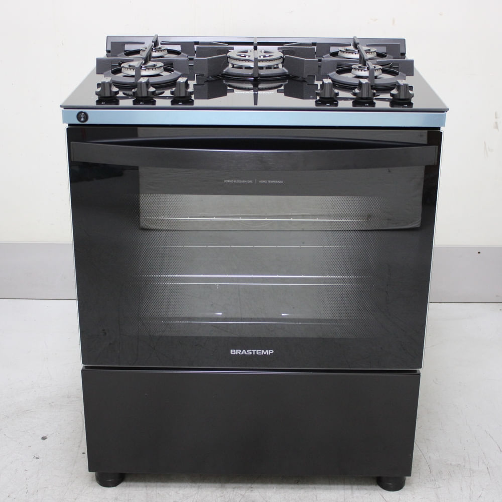 Fogão Brastemp 5 Bocas Preto Com Mesa De Vidro E Turbo Chama - Bfs5vceus2_Wotimo_Ch6787617 Bivolt