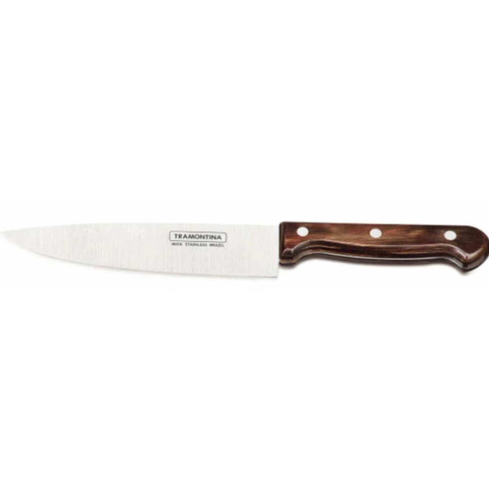 Faca Chef Tramontina Polywood 7" Aço Inox Castanho
