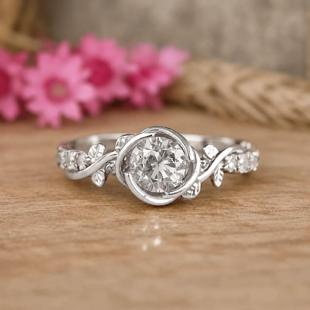 Anel Solitário Aparador em prata 925 com Zircônias Mod. Getsêmani
