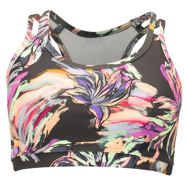 Top Fitness sem Bojo Oxer Alça Fina Floral Baixa Sustentação Maxi II Adulto Top Fitness sem Bojo Oxer Alça Fina Floral Baixa Sustentação Maxi II Adulto