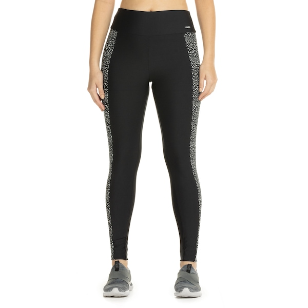Calça Legging Feminina Oxer Recorte Estampa Poá com Baixa Compressão Cós Médio Calça Legging Feminina Oxer Recorte Estampa Poá com Baixa Compressão Cós Médio