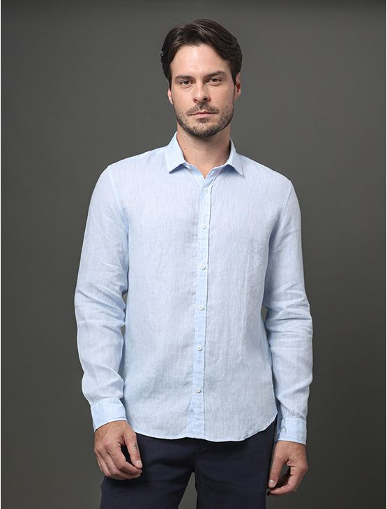 Camisa Masculina Cannes Linen Calvin Klein - Azul Claro Camisa Masculina Cannes Linen Calvin Klein Azul Claro 6 Camisa Masculina Cannes Linen Calvin Klein - Azul Claro Camisa Masculina Cannes Linen Calvin Klein Azul Claro 6