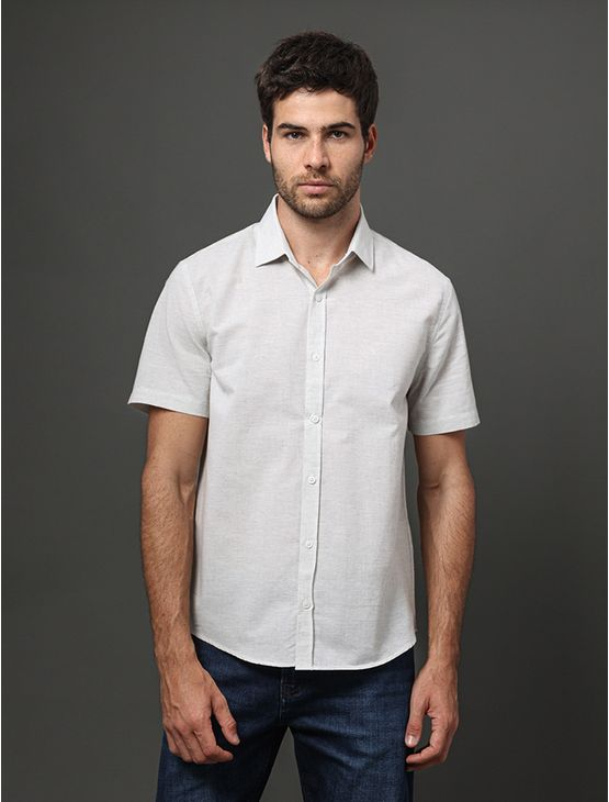 Camisa Masculina Premium Calvin Klein - Cinza Claro Camisa Masculina Premium Calvin Klein Cinza Claro 1 Camisa Masculina Premium Calvin Klein - Cinza Claro Camisa Masculina Premium Calvin Klein Cinza Claro 1