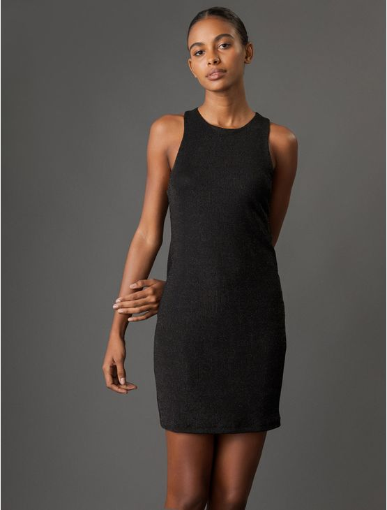 Vestido Feminino Jacquard Lurex Calvin Klein Jeans - Preto Vestido Feminino Jacquard Lurex Calvin Klein Jeans Preto p