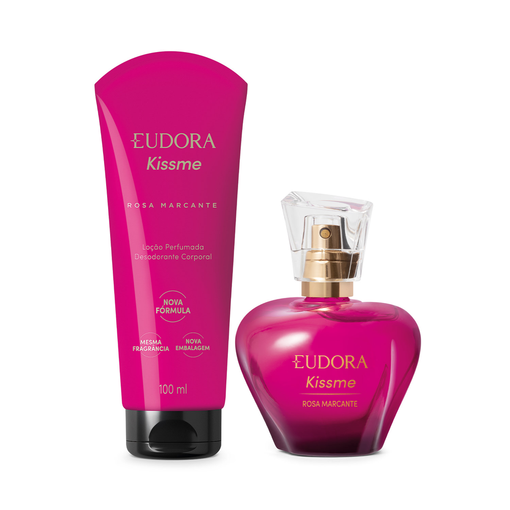 Combo Kiss Me Rosa Marcante: Desodorante Colônia 50ml + Loção corporal 100ml Combo Kiss Me Rosa Marcante: Desodorante Colônia 50ml + Loção corporal 100ml